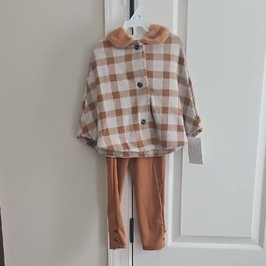 nwt rz littles by rachel zoe sz 4t 3 piece outfit cape heaxband and leggings